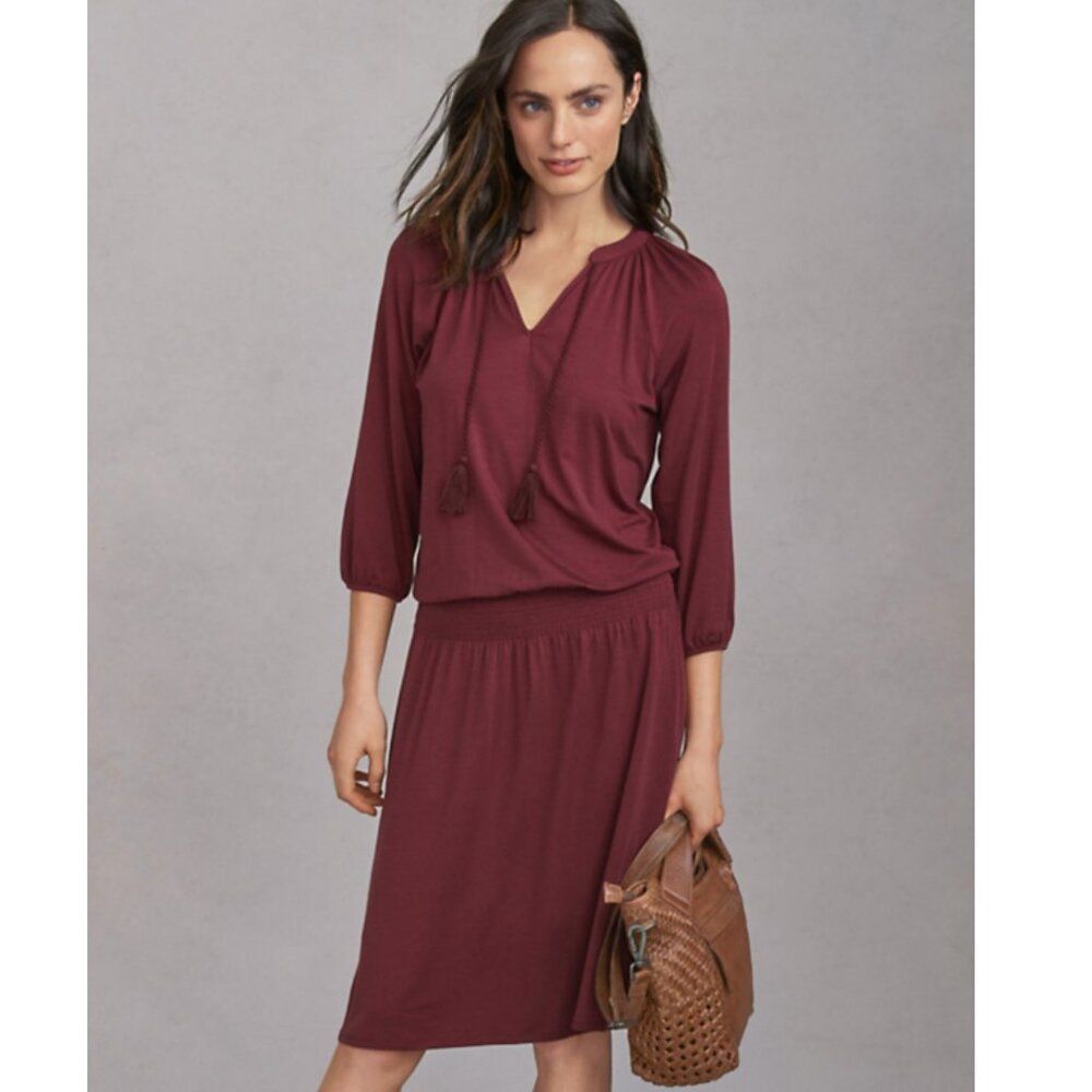 Garnet Hill Women's Poet Knit Dress Maroon Size Medium